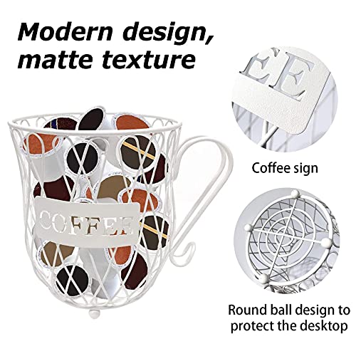 Stegodon White K Cup Holder, 50 Coffee Pod Holder, Large Capacity Kcups Pod Organizer for Coffee Bar Decor, Coffee Pod Storage Basket Accessories for Counter, Office