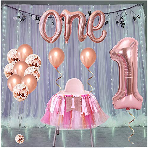 Asonlye Rose Gold One Letter Balloon and 1 Balloon for First Birthday, Rose Gold Letter one Balloon 1 Large Balloons and Confetti Balloon, Great for 1st Birthday Balloons Decoration