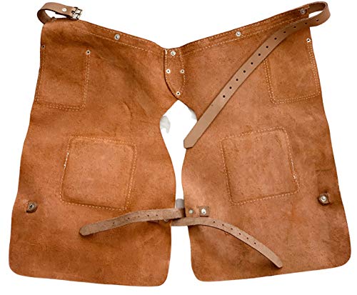 Western Heritage | Heavy Duty Top Grain Leather Leg Hay Chaps, Apron, Orange Color | Professional Grade | Ideal for Work, Sports, Horse/Bike Gear, Saddle Barn, Rodeo