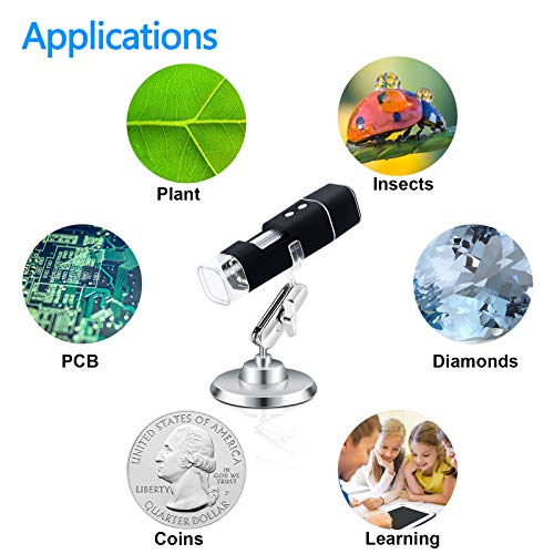 Digital Microscope USB Microscope Camera 1080P 2.0 MP Zoom Magnification Microscope 50X to 1000X Handheld Portable Microscope, Stand for Android, iPhone, Tablet, Windows, Mac