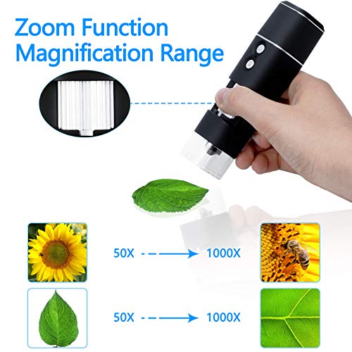 Digital Microscope USB Microscope Camera 1080P 2.0 MP Zoom Magnification Microscope 50X to 1000X Handheld Portable Microscope, Stand for Android, iPhone, Tablet, Windows, Mac