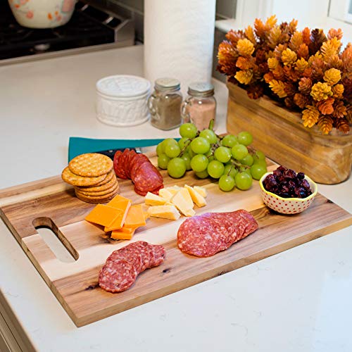 Avera Products | The Perfect Set: 3 Acacia Cutting Boards & Butcher Blocks with Handles | Perfect for Serving Meats, Cheese, & Charcuterie