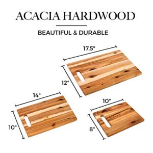 Avera Products | The Perfect Set: 3 Acacia Cutting Boards & Butcher Blocks with Handles | Perfect for Serving Meats, Cheese, & Charcuterie