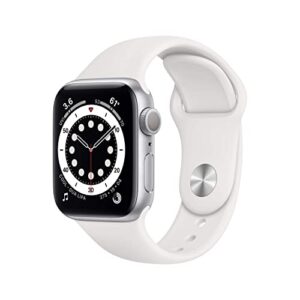 apple watch series 6 (gps, 40mm) - silver aluminum case with white sport band (renewed)