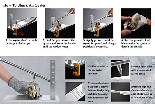 ROPTO Oyster Clam Opener Machine Tool Oyster Shucker Tool Set - Oyster Shucking Knife Board Seafood Opener Tool Set