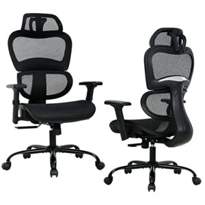 home office chair mesh desk chair ergonomic oiifce chair with 3d arms back lumbar support swivel rolling task chair(black)