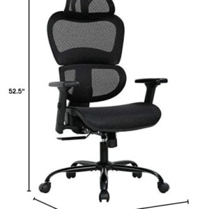 Home Office Chair Mesh Desk Chair Ergonomic Oiifce Chair with 3D Arms Back Lumbar Support Swivel Rolling Task Chair(Black)