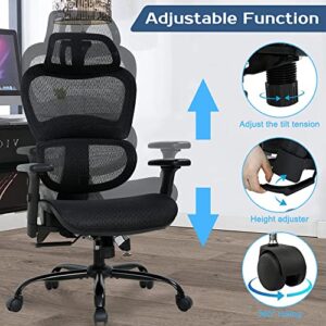 Home Office Chair Mesh Desk Chair Ergonomic Oiifce Chair with 3D Arms Back Lumbar Support Swivel Rolling Task Chair(Black)