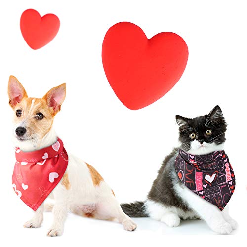 4 Pieces Valentine's Day Dog Bandana Heart Dog Bandanas Washable Pet Neckerchief Square Dog Kerchief Dog Scarf Bibs for Dogs Cats Pets Festival Accessories