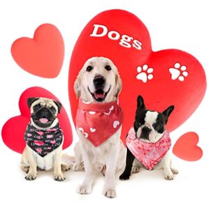 4 Pieces Valentine's Day Dog Bandana Heart Dog Bandanas Washable Pet Neckerchief Square Dog Kerchief Dog Scarf Bibs for Dogs Cats Pets Festival Accessories