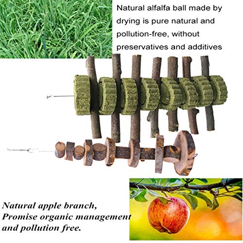 Fansisco Rabbit Chew Toys, Natural Apple Wood and Drying Grass Cake and Activity Balls for Rabbits, Chinchillas, Guinea Pigs, Hamsters Chewing Playing Improve Dental Health (style1)