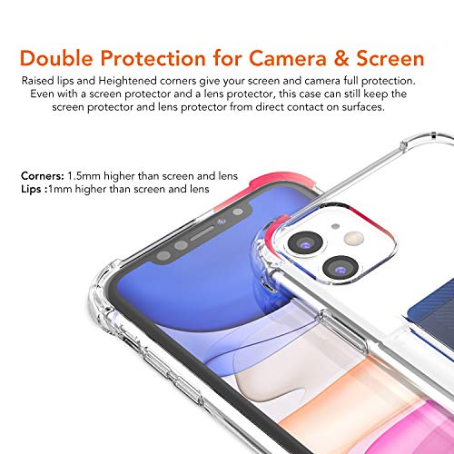 ANHONG Upgrade iPhone 11 Clear Case with Card Holder, Protective Soft TPU Shock-Absorbing Bumper Wallet Case for iPhone 11 6.1“