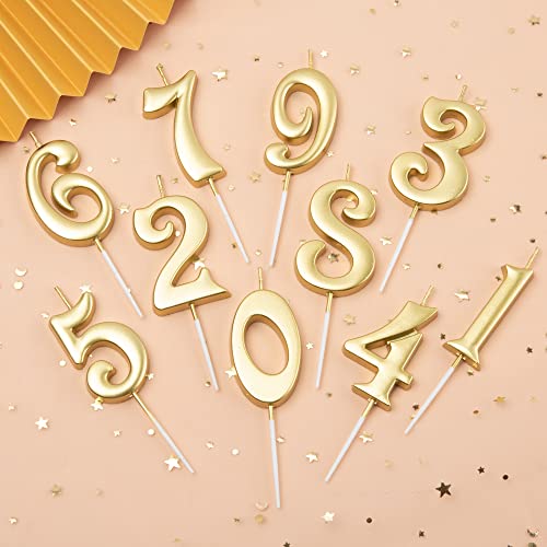 PHD CAKE 10-Count 0-9 Gold Number Birthday Candles, Number One Birthday, Gold Number Candles, Party Celebration, Baby Showers