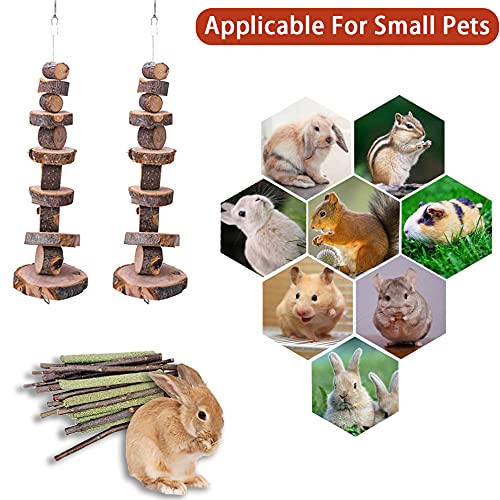 Fansisco Chinchilla Chew Toy Rabbit Chew Toys,Improve Dental Health,Molar Small Animals Toys Organic Apple Strings and Grass Sticks for Rabbits,Chinchillas,Guinea Pigs,Bunny,Hamsters Teeth Grinding