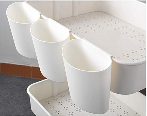 4Pcs Hanging Cup Holder,Rolling Cart Accessories Utility cart Accessories Hanging Bins,Hanging Flower Pots,Space Saver,Storage Bucket Desktop Container,Make Up Pencil Holder (White-1)