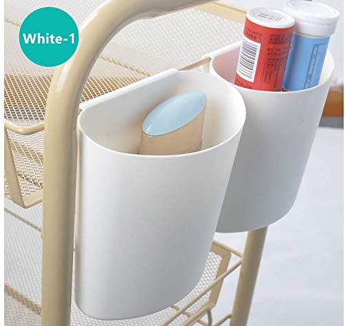 4Pcs Hanging Cup Holder,Rolling Cart Accessories Utility cart Accessories Hanging Bins,Hanging Flower Pots,Space Saver,Storage Bucket Desktop Container,Make Up Pencil Holder (White-1)