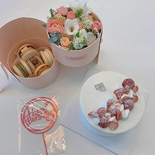 Tbrand BBJWRAPS Flower Box with Lid for Arrangements,Double Layers Rotating Drawer Luxury Round Flower Bouquet Gift Boxes Packaging,1 Set,7.5 inch (D) x 6.5 inch (H) (White)