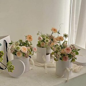 Tbrand BBJWRAPS Flower Box with Lid for Arrangements,Double Layers Rotating Drawer Luxury Round Flower Bouquet Gift Boxes Packaging,1 Set,7.5 inch (D) x 6.5 inch (H) (White)