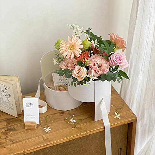 Tbrand BBJWRAPS Flower Box with Lid for Arrangements,Double Layers Rotating Drawer Luxury Round Flower Bouquet Gift Boxes Packaging,1 Set,7.5 inch (D) x 6.5 inch (H) (White)