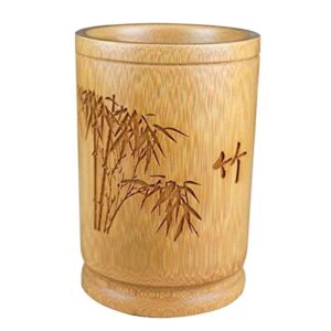 toyandona bamboo pen pencil holder chinese style pencil cup pot pen storage container makeup brush holder desk organizer gift for office home