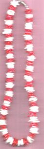 18" rose clam shell necklace- for teen ages color red and white