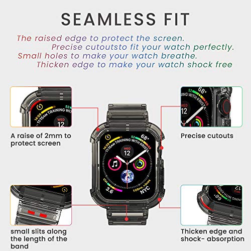 Clear Watch Band for Apple Watch 38mm 40mm 41mm 42mm 44mm 45mm Jelly Crystal Bumper Case Band for Women Men Compatible with Apple Watch Series 8 SE 7 6 5 4 3 2 1