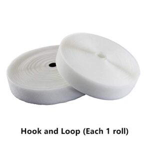 Sew on Hook and Loop Tape 3/4 Inch Width, Non-Adhesive Sticky Back, Sewing Fastening Tape Nylon Fabric Fastener Interlocking Tape Sewing Fasteners for Sewing DIY Crafts (White, 16.4FT)