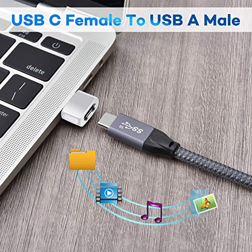 Basesailor USB to USB C Adapter 3 Pack,Zinc Alloy Type C Female to A Male Charger Block-Converter for iPhone 12 13 14 Pro Max,Airpods,iPad 8 10 Air 4 5 Mini 6,Samsung Galaxy Z Fold Flip S23 A53 Watch