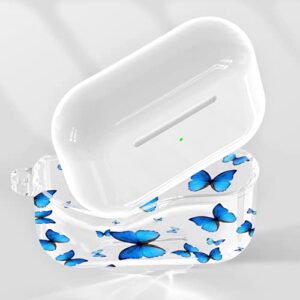 POKABOO Butterfly AirPods Pro Case, Clear Soft TPU Protective Cover Case for AirPods 3 (Front LED Visible) Wireless Charging AirPods Pro Case with Keychain