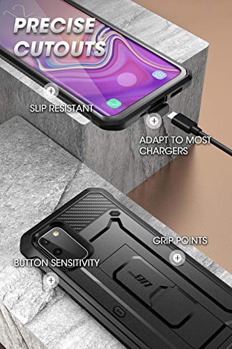 SUPCASE Unicorn Beetle Pro Series Designed for Samsung Galaxy S20 FE (2020 Release), Full-Body Dual Layer Rugged Holster & Kickstand Case with Built-in Screen Protector (Black)