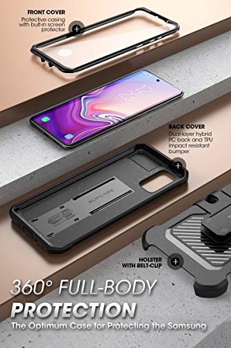 SUPCASE Unicorn Beetle Pro Series Designed for Samsung Galaxy S20 FE (2020 Release), Full-Body Dual Layer Rugged Holster & Kickstand Case with Built-in Screen Protector (Black)