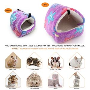 HOSUKKO Warm Hamster Bed with Mat for Small Animal Pet, Mini Rat Hamster Plush House Bed Hut Nest Bed Mini House Cave Bed Cozy House Hideout(S)