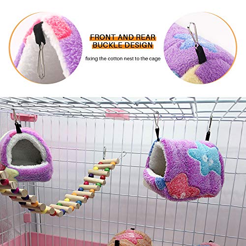 HOSUKKO Warm Hamster Bed with Mat for Small Animal Pet, Mini Rat Hamster Plush House Bed Hut Nest Bed Mini House Cave Bed Cozy House Hideout(S)