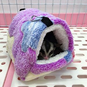 HOSUKKO Warm Hamster Bed with Mat for Small Animal Pet, Mini Rat Hamster Plush House Bed Hut Nest Bed Mini House Cave Bed Cozy House Hideout(S)