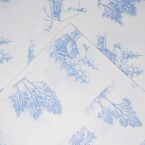 Pointehaven 180 GSM 100% Cotton Flannel Sheet Set - Queen, Scenic Toile Blue - Warm & Cozy - Pre-Shrunk -Deep Pockets - Elastic All Around-Comfy Double Brushed
