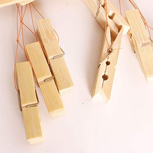 Natural Bamboo Clothespin-Folding Clothespin Laundry Dripping Hanger 16 Clip Bamboo Clothespin Folding Shrinking Clothespin-Underwear, Socks, Hats and Boots Portable Indoor Household