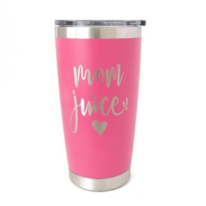 mom juice coffee tumbler for women, 20oz pink tumbler with lid, best mom gifts for women bday present