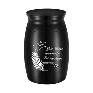 3 inches small keepsake urn for human ashes aluminum mini cremation urns memorial ashes urn miniature burial funeral urns for sharing ashes mini keepsake urn-your wings were ready but my heart was not