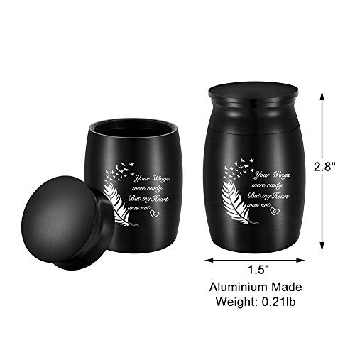 3 Inches Small Keepsake Urn for Human Ashes Aluminum Mini Cremation Urns Memorial Ashes Urn Miniature Burial Funeral Urns for Sharing Ashes Mini Keepsake Urn-Your Wings were Ready But My Heart was not