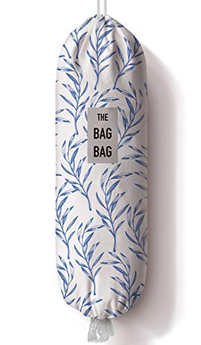 Tropical Leaves Grocery Bag Storage Holder, Grocery Shopping Bags Carrier,Plastic Bag Dispenser, Organizer Recycling Grocery Pocket Containers for Home and Kitchen,Gifts for Family 23x9 inch