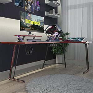 DESINO L Shaped Gaming Desk 59 inch Computer Coner Desk PC Wirting Table Gamer Workstation for Home Office, Gray