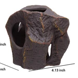 Plecoceramics Ceramic Magma Boulder Stone Decoration - Aquarium Fish Tank Hideway Decor - for Cichlids Plecos Bettas