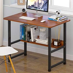 TOPYL Desktop Home Computer Desk,Simple Sturdy Office Desk with Bookshelf for Small Space Study Pc Desk Table,Modern Writing Computer Desk