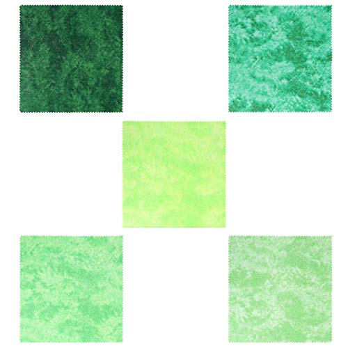 HEALLILY Quilting Fabric 5 Sheets Starry Cotton Fabric Bundle Craft Squares Sheets DIY Artcraft Patchwork Sewing Scrapbooking Quilting (Green) Quilted Fabric