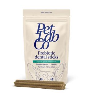 petlab co. dental sticks – dog dental chews -target plaque & tartar build-up at the source - designed to maintain your dog’s oral health, keep breath fresh and provide digestive help (24 sticks)