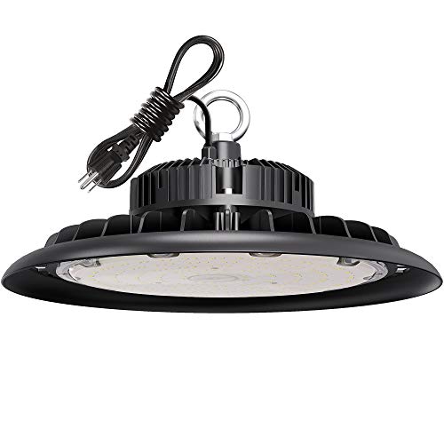 UFO LED High Bay Light 150W 21,000lm 5000K Daylight 600W HID/HPS Equivalent with US Plug 5’ Cable LED Warehouse Lights Commercial Shop Workshop Garage Factory Lowbay Area Lighting Fixture, Non-Dim