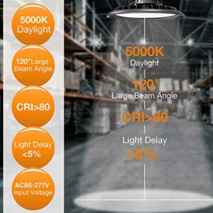 UFO LED High Bay Light 150W 21,000lm 5000K Daylight 600W HID/HPS Equivalent with US Plug 5’ Cable LED Warehouse Lights Commercial Shop Workshop Garage Factory Lowbay Area Lighting Fixture, Non-Dim