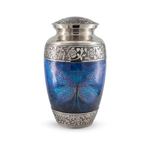 blue chrysalis adult urn - cremation urns for human ashes - adult urns funeral urn human ash adult for memorial, funeral, burial or columbarium (1 large urn)