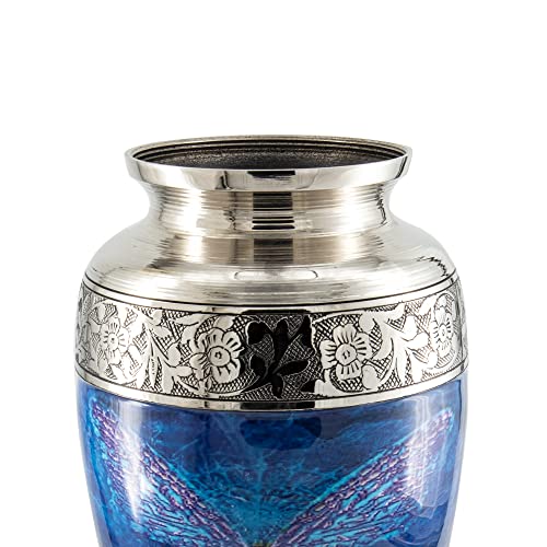 Blue Chrysalis Adult Urn - Cremation Urns for Human Ashes - Adult Urns Funeral urn Human ash Adult for Memorial, Funeral, Burial or Columbarium (1 Large Urn)