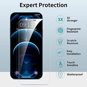 ImpactStrong Shatterproof Tempered Glass Screen Protector for iPhone 12 / iPhone 12 Pro [Easy Installation Frame] [Bubble Free] [9H Hardness] [Full Coverage] Case Friendly, 6.1 Inch - (3-Pack)